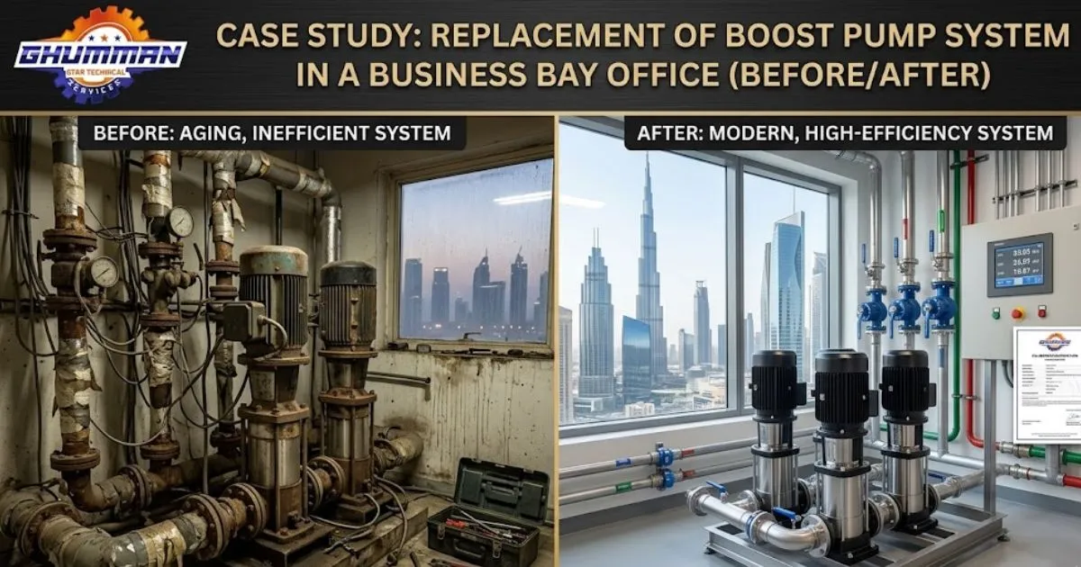 Case Study- Replacement of Boost Pump System in a Business Bay Office (Before/After)